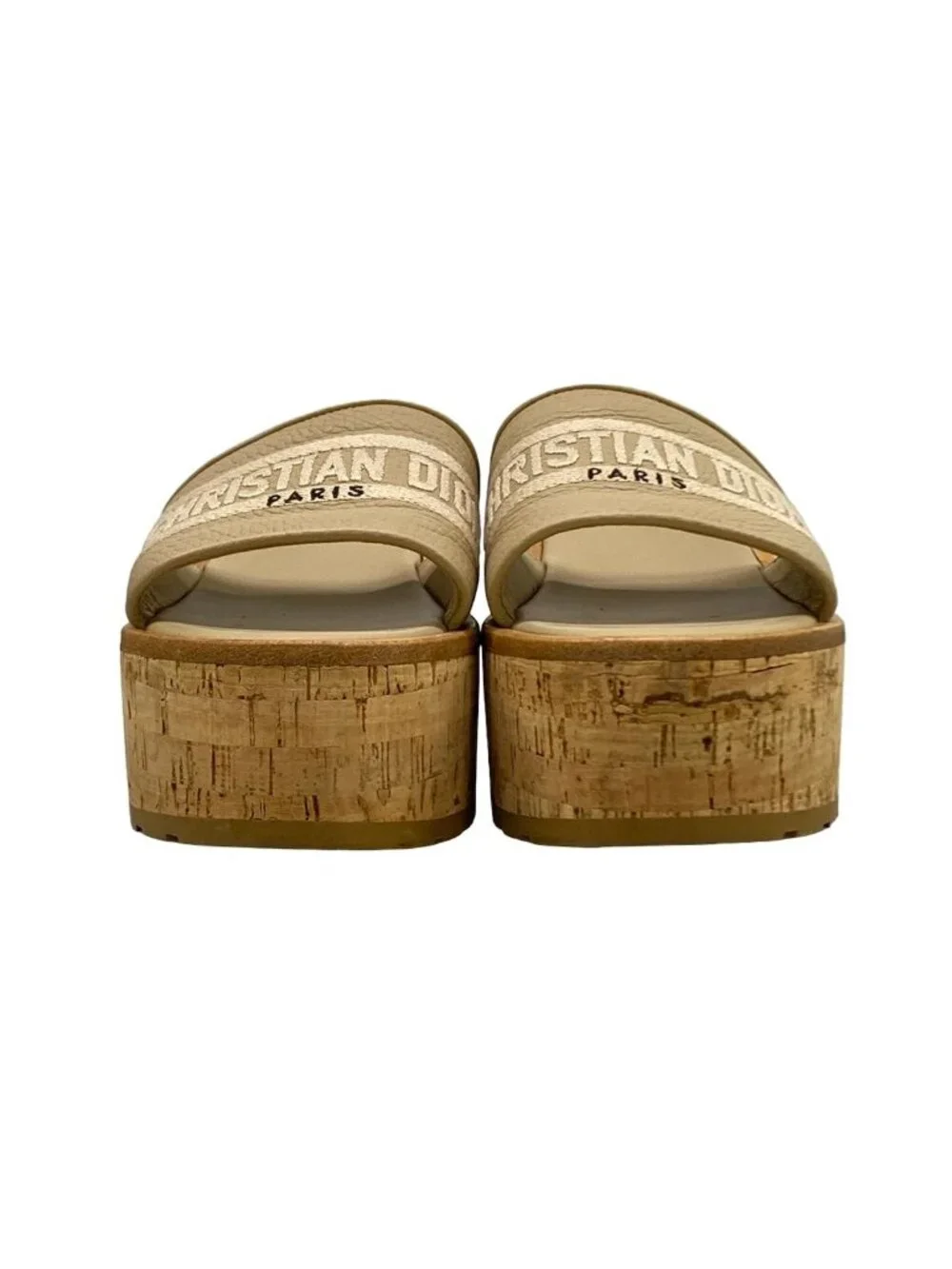 Dior Sandals 37 D Way Beige Wedge Sole Leather